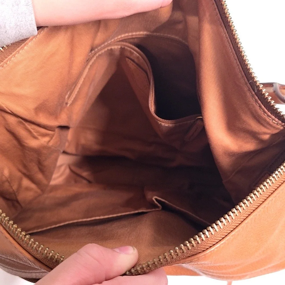 Fossil Maya Hobo Bag Women Large Tan Brown Pebbled Leather Crossbody ZB7230